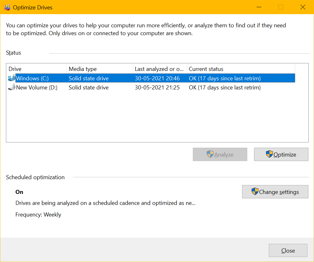 optimize drives