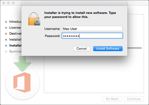 installer password