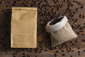 sack package with coffee beans