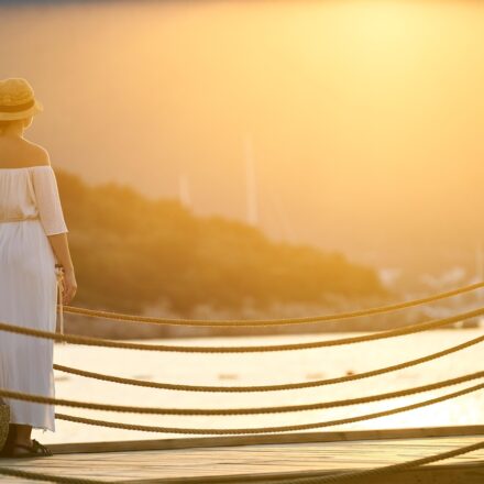 person relaxing nature
